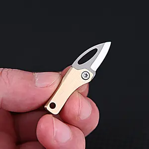 Mini Copper Magnetic Knife Sharp Pocket Knife Keychain Pendant, Portable Folding Blade for Unboxing, Compact Keyring Accessory