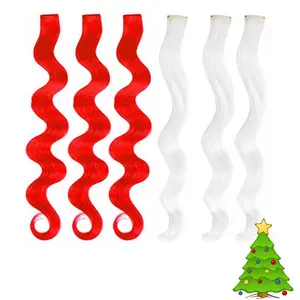 Candy Cane Red/White Curls 6 Pack Clip-in Hair Extensions