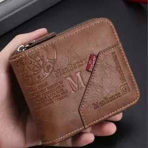 Men's PU Leather Tri-Fold Wallet – High Capacity Zip-Around Wallet with Coin Pocket, Multiple Card Slots & Cash Storage