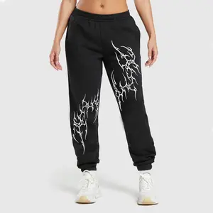 Flame Tribal Sweatpants, Gothic Vibes Jogger Pants For Fans, Christian Faith Graphic Streetwear Joggers, Dark Aesthetic Clothing, Edgy Grunge Style, Casual Pants, All Seasons Lightweight Cotton Polyester Tapered Fit