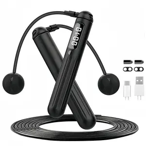 LMMAKE 2-in-1 Smart Jump Rope with LCD Counter & Bluetooth App Integration for Men Women Adjustable Length Durable PVC Cordless & Traditional Modes for Home Gym Office Outdoor Use