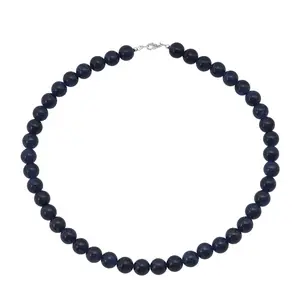 Blue Chalcedony Enhanced 310.00 ctw Beaded Necklace 18 Inches in Sterling Silver