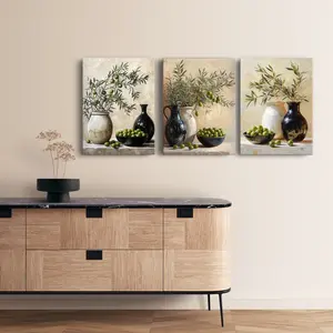 3-Piece Olive Tree Canvas Poster Set Without Frame, Frameless, Unframed Art Print, Modern Wall Art for Bedroom Living Room Home Office Decor, Perfect Gift for Valentine's Day