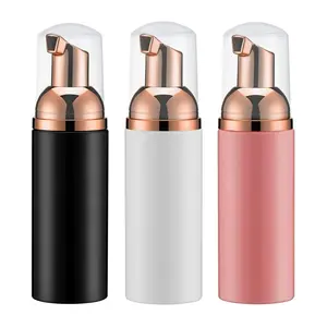 Travel Foam Pump Bottle - 2oz Small Size Foaming Hand Soap Dispenser - Mini Portable Mousse Lash Shampoo Kit Container for Hair - Empty Leak Proof Rose Gold &Black,White,Pink Foamer 3Pack
