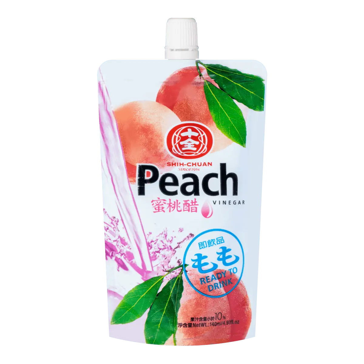 SHIQUAN Taiwan Peach Vinegar Drink - Refreshing, Sweet, Digestive Aid, 140ml