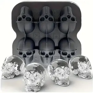 Skull-Shaped Silicone Ice Cube Mold - BPA-Free Halloween Kitchen Utensils for Whiskey, Drink, Beverage Party Use