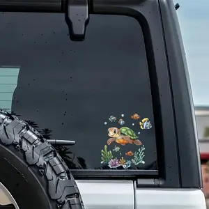 Cute Turtle & Fish Pattern Car Sticker, Waterproof & Anti-scratch Car Truck Decal, Car Exterior Decoration Accessories for Car, Motorcycle, Laptop