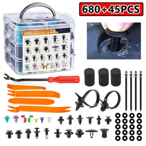 725Pcs Car Bumper Buckle Universal 23 types Mix Boxed Rivet Fastener Screw Set Auto sound dismantle Tools Plastic Clips Parts Repair Tool car push retainer clip