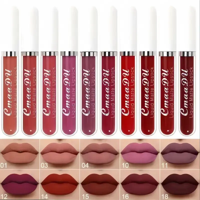 10 Pcs Matte Liquid Lipstick Set, Long-Lasting Waterproof Makeup with a Smooth, Non-Stick Finish - Flawless Cosmetic for Beginners campingessentials