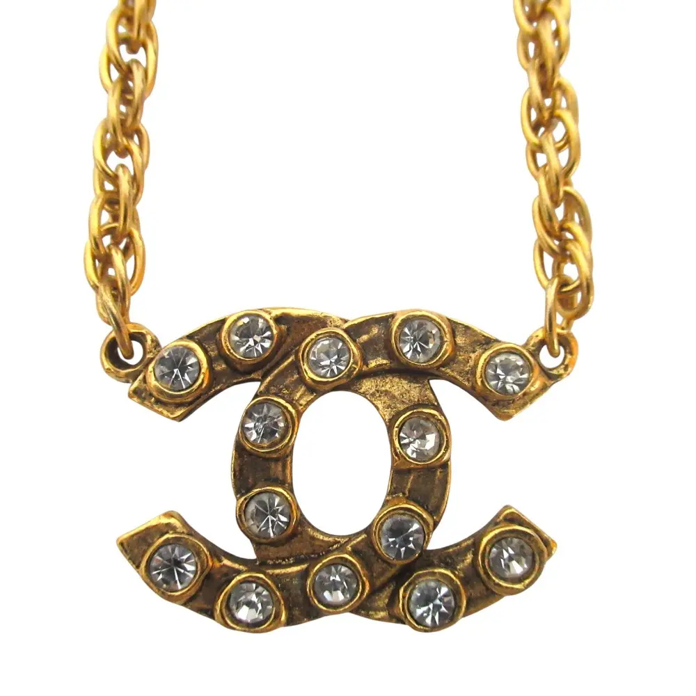 Pre-owned CHANEL Brass Small Leather Goods Coco Mark Chain Necklace