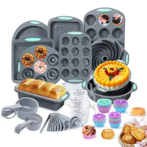 83PCS/45PCS Silicone Bakeware Set, Nonstick Silicone Cake Molds, Baking Sheet, Halloween/Christmas Gift