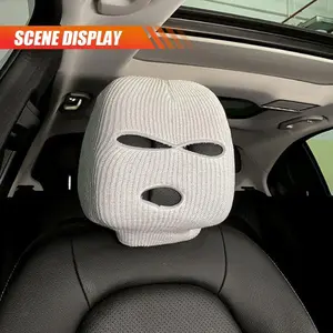 2PCS Car Headrest Covers - Funny Ski Mask Design Universal Seat Protectors - Soft Knit Material - Easy Install & Clean - Protects from Dust & Scratches - Enhances Driving Experience