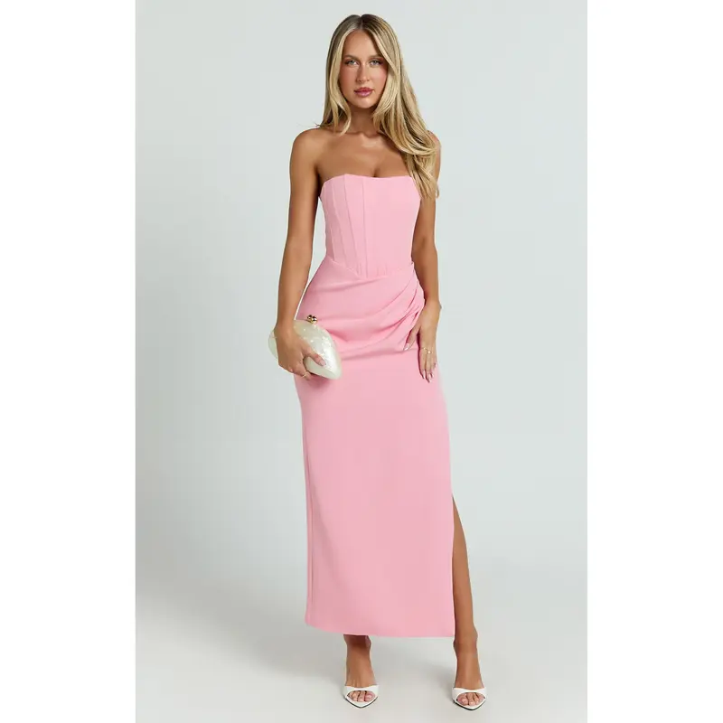 white christmas dresses Piera Cut-Out Waist Maxi Dress Hot Pink main image 1