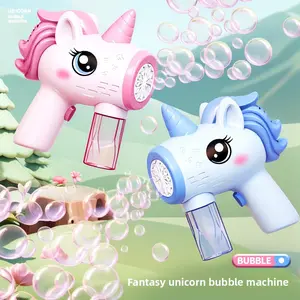 Magical LED Light-Up Unicorn Bubble Gun,Kids Gift Toy Series LED Light Up Unicorn Bubble Machine, Handheld Automatic Electric Bubble Blower for Night Carnival Party Outdoor Play