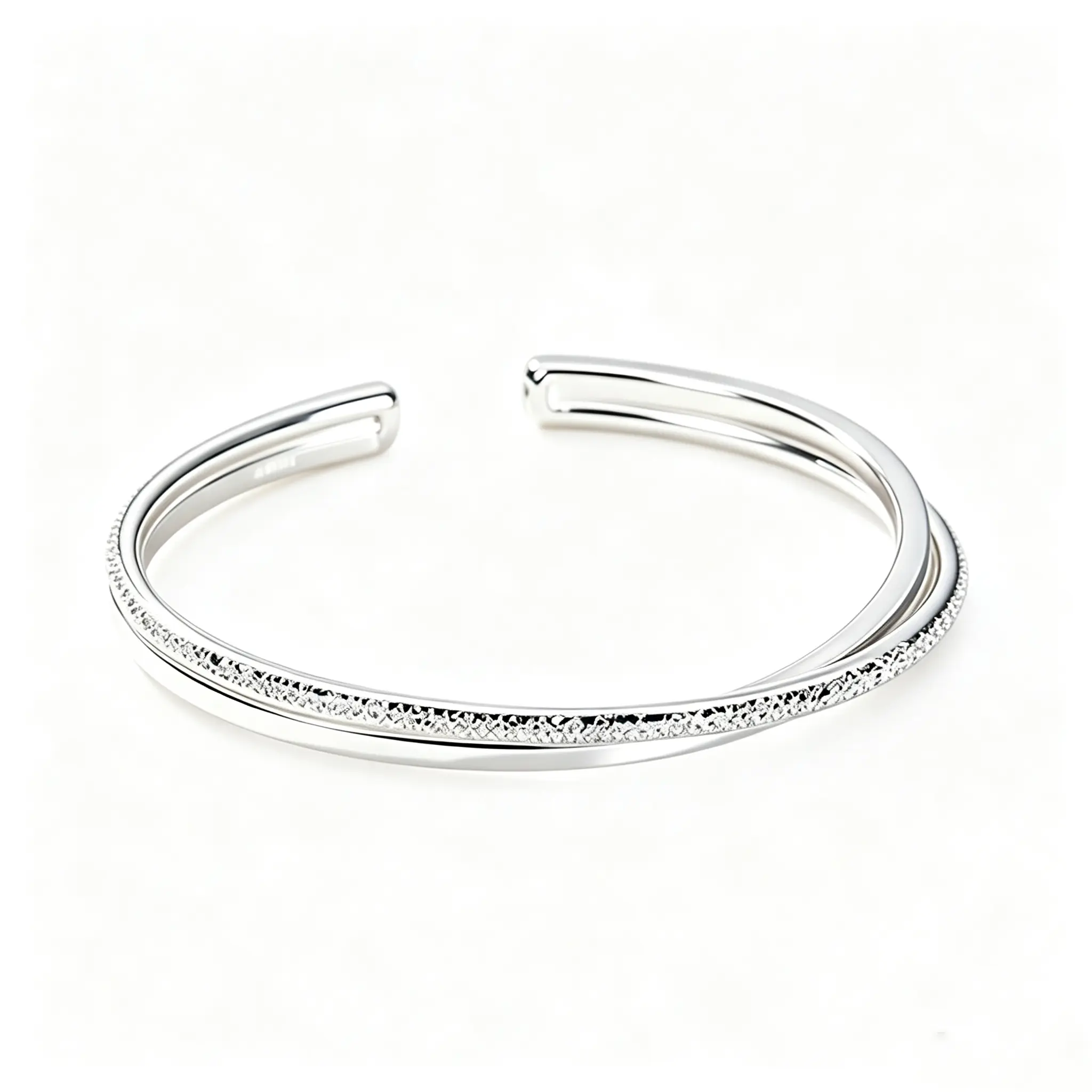 S925 Sterling Silver Polished Cross-Opening Cuff Bangle Bracelet - Adjustable, Unisex, Elegant Pretty Stackable Jewelry for Valentine's Day Gifting, Everyday Wear, Cuff Bangles Bracelets
