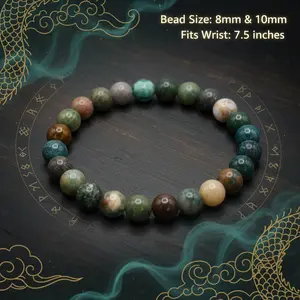 Moss Agate Healing Bracelet – Abundance Stone for Luck, Prosperity & Harmony-8mm
