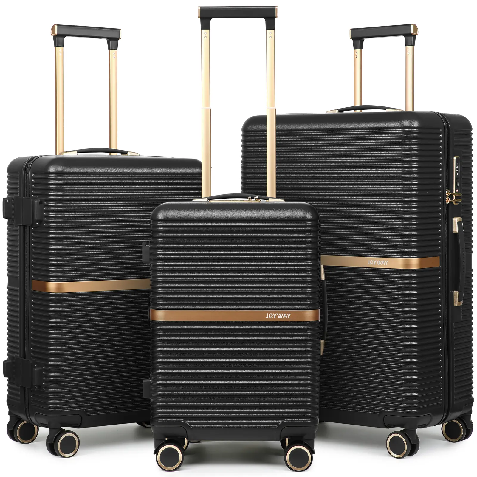 Joyway 3-Piece Luggage Set, Lightweight Durable Travel Suitcase with Cup Holder, TSA Lock and Spinner Wheels