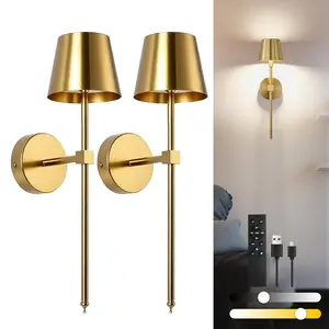 2pc Rechargeable USB Wall Lamp Set, Touch Control LED Light Fixture, Low Voltage Indoor Decor Home Decoration Lamp for Bedroom & Hallway