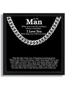 1 Piece Cuban Link Necklace Gift Box for Valentine's Day Suitable Occasions: Style - Gift for Boyfriend with Blessing Card and Box Cuban Chain Necklace