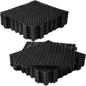 12 count Drainage Interlocking Floor Tiles 11.8" x 11.8", Modular Interlocking Cushion Soft PVC Floor Non-Slip Splicing  Mat for Drain, Pool, Shower, Patio, Balcony, Bathroom, Kitchen, Yard