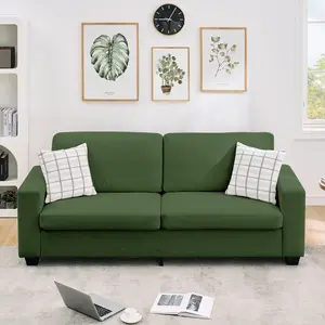 Modern Beige Green Magenta Gr ey Loveseat Sofa, Oversized Corduroy Couch with Washable Cover, Deep Seat 2 Seater Couch with Wide Armrest, Comfy Cloud Couch for Living Room, Bedroom, Office
