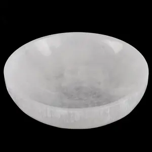 5.5" Selenite Bowl Round, Selenite Crystal Cleansing Bowl, Healing Crystals & Stones, Spiritual Crystal Decor