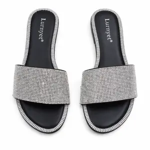 Women’s sequin flat sandals — dazzling open-toe design with an open front; comfortable summer fashion slides suitable for vacations, weddings, parties, and everyday strolls.