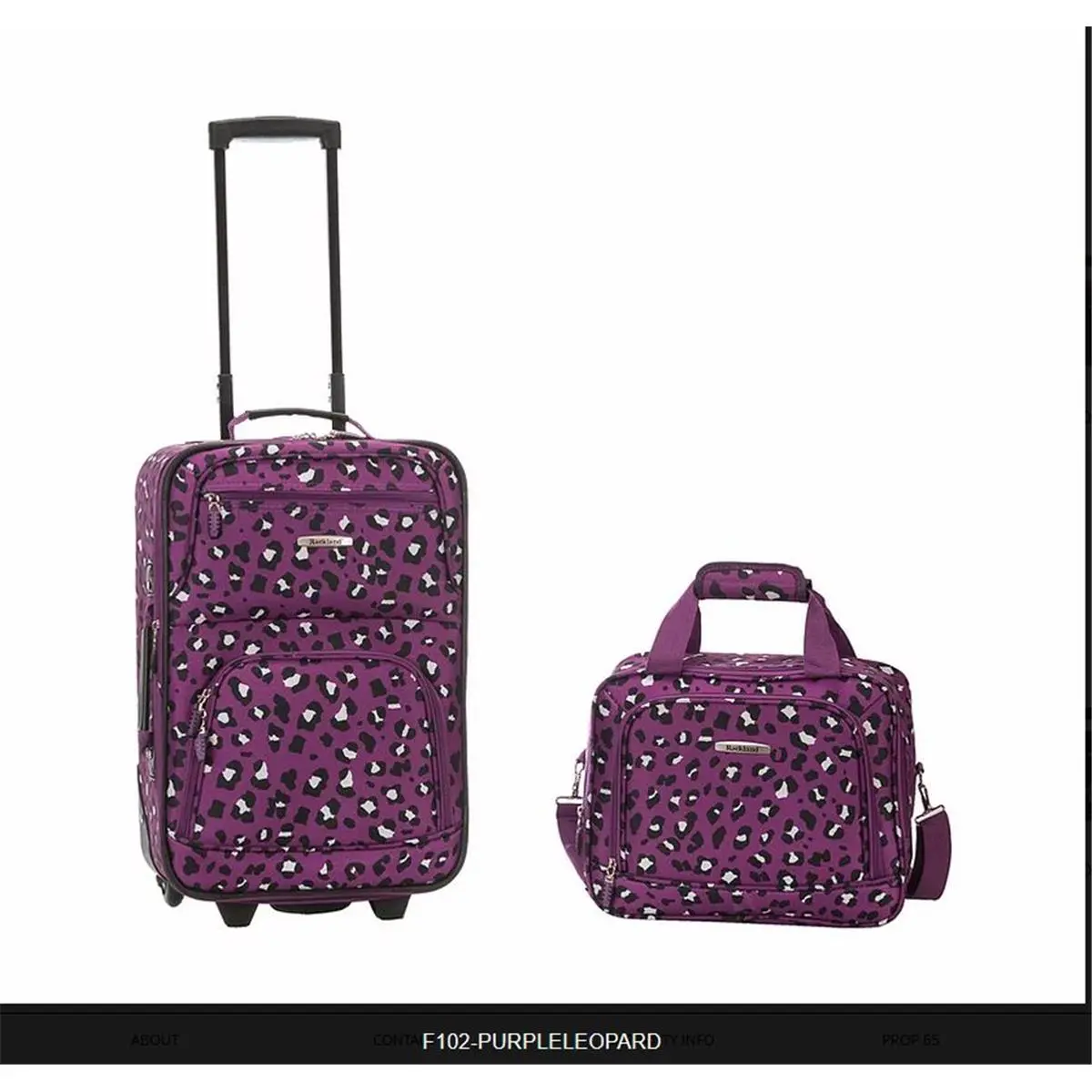 212 MAIN Purple Leopard 2-Piece Carry On Roller Lockable Luggage Set - Lightweight Durable PVC Luggage, Expandable, Deluxe Design, Back Zip Pockets, Zipper Closure, EZ-Roll Wheels, Lightweight Durable Luggage