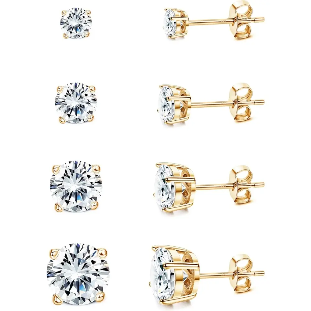18K Gold Plated - Round CZ