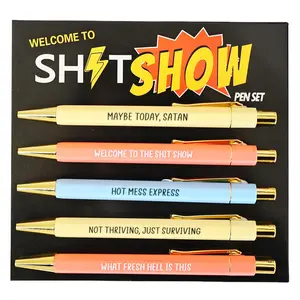 Creative Ballpoint Pen Set, 5 Counts/set 1.0mm Black Ink Ballpoint Pen, Writing Pen for Office School Student Dormitory Ballpoint Pen Kit