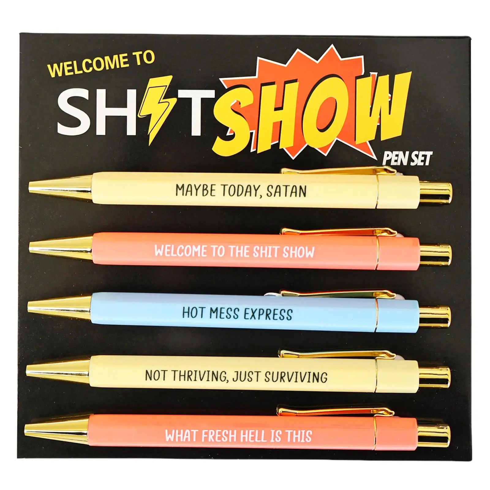 Creative Ballpoint Pen Set, 5 Counts/set 1.0mm Black Ink Ballpoint Pen, Writing Pen for Office School Student Dormitory