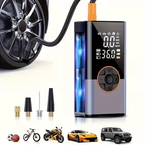 Portable Car Tire Inflator with Pressure Gauge & Light for Cars Motorcycles & Bicycles Ideal for Outdoor Use Easy Tire Inflation on the Go