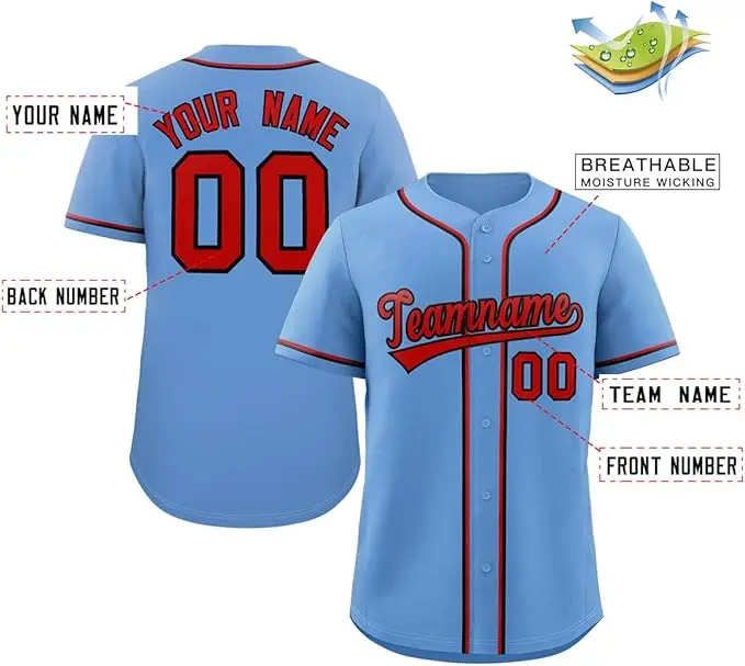 Custom Baseball Jersey Stitched Personalized Baseball Shirt - Sports Uniform for Men, Women, Boys, Customizable Fit and Design Options