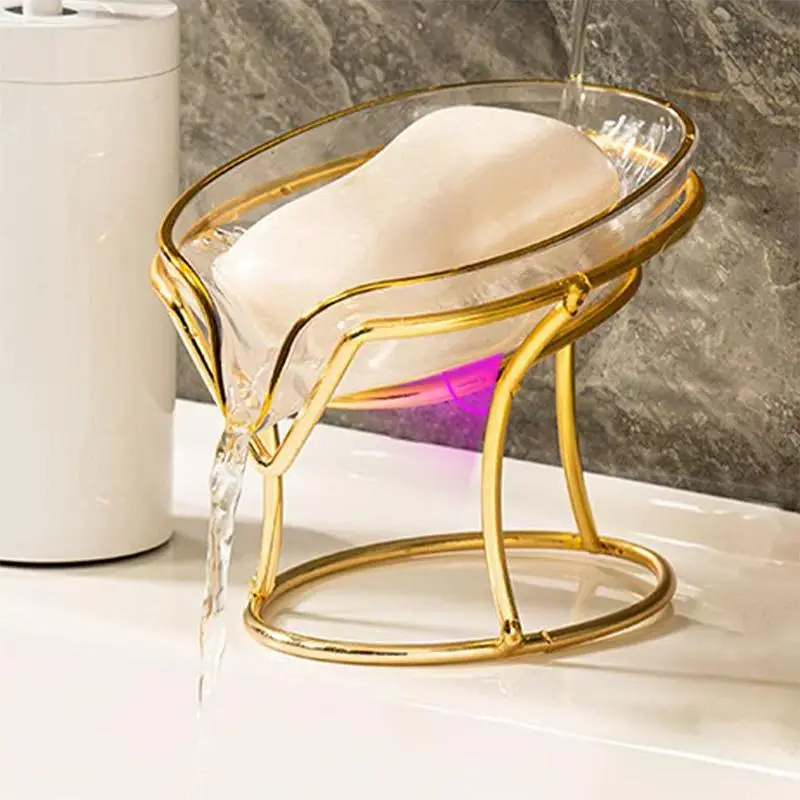 1 Count Clear Leaf Shaped Soap Dish Holder, Transparent Acrylic Soap Bar Holder, Bathroom Accessories, Shower Soap Dish, Bar Soap Container