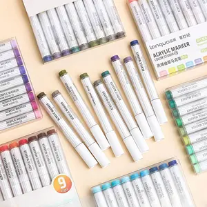 Acrylic Paint Soft Tip Marker Pen Set, 9 Colors/set Vibrant Marker, Suitable for Rocks, Ceramics, Wood, Canvas, Plastic, Glass, Stone, Calligraphy, Painting