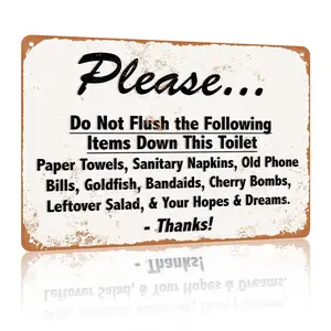 12x8 Inch Aluminum Metal Sign, Funny Toilet Warning Wall Decor - "Do Not Flush Your Hopes & Dreams" Humorous Bathroom Plaque for Restroom