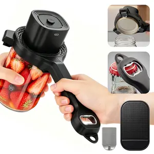 Electric Jar Opener for Seniors with Power-Clamp Technology, 2-in-1 Patent Automatic Jar & Bottle Opener Rechargeable 800mAh Hands-Free Opener with Bonus Anti-Slip Gripper Pad for Beer, Dressing, Jar