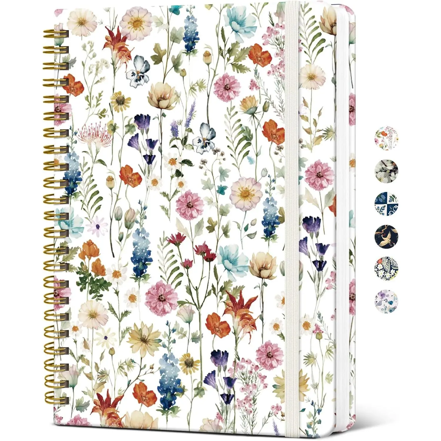 Spiral Journal Notebook for Women, Pretty Hardcover Lined Notebook for Work & Note Taking, Aesthetic Cute Journal for Writing, 140 Pages, 6"x8", Floral small note pad