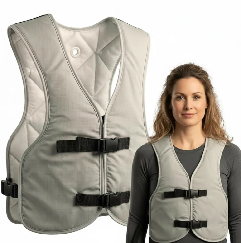 PCM Cooling Vest for Men and Women, Adjustable Sports Vest - Freezes in 30 Min, Special Phase Change Material Freezes Under 64Deg, Off White
