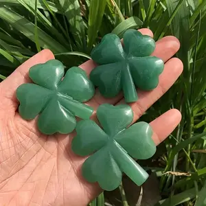 Natural Jade Clover Design Carved Ornament, 3 Counts/set Mini Lucky Clover Shaped Decoration, Desktop Ornament for Home Office, Gift for Friend & Colleague