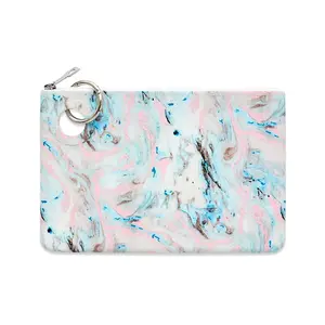 OVENTURE Large Pouch - Pastel Marble Silicone Y2K Sleek Stylish Trendy Minimalist Purse Daily Commuting Casual Zipper Bag Lightweight Water-Resistant