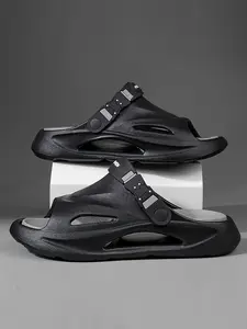 Trendy Chunky Platform Men's Slides, Adjustable Strap Closed-Toe EVA Clogs, Non-Slip All-Round Comfort Slippers, Quick-Dry Footwear for All-Day Wear, Summer Outdoor/Indoor/Beach/Pool Shoes for Men