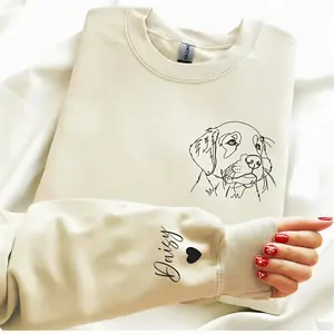 Custom Pet Portrait Sweatshirt: Line Art Sweatshirt, Personalized Clothing From Your Dog Photo Sweatshirt, Gift for Dog Lover Sweatshirt