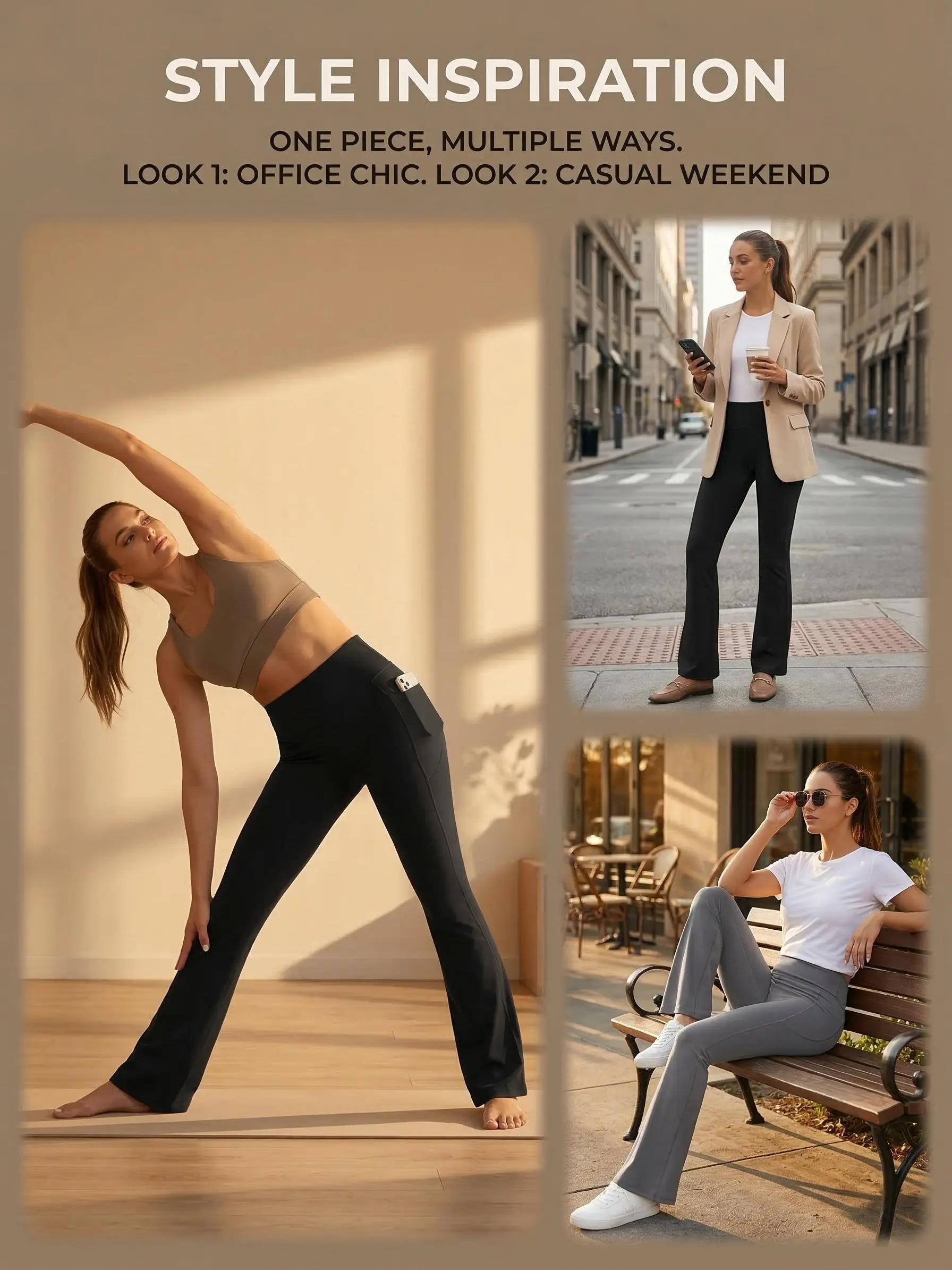 TCVC Women's High Waist Flare Pants with Pockets, Lightweight Thin Fabric for Spring Summer, Buttery Soft Yoga Workout Pants, Casual Wide Leg Trousers Womenswear TCVC Women's High Waist Flare Pants with Pockets, Lightweight Thin Fabric for Spring Summer, Buttery Soft Yoga Workout Pants, Casual Wide Leg Trousers Womenswear