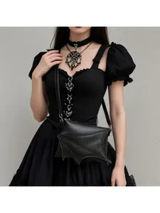 Women's Bat Wing Bag, Small Crossbody Purse, Vegan Gothic Fantasy Design, Everyday Dark Color Shoulder Clutch, Vintage Crossbody Bag