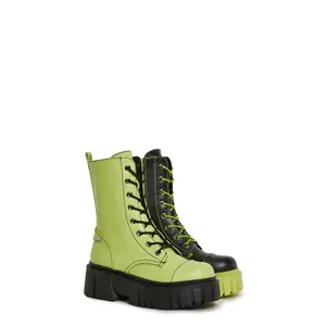 Devil Games Mismatched Combat Boots - Green