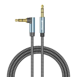 AUX Cord 6ft,3.5mm Stereo Audio  90  Nylon Braided 3.5mm Male to Male Stereo Aux Cables Right Angle TRS  Portable Compatible for Headphone, ,Tablets, Speakers