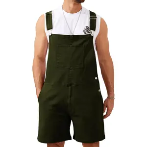 Overall Shorts for Men Stretchy Romper Work Jumpsuits Bibs Coveralls Overol para Hombre