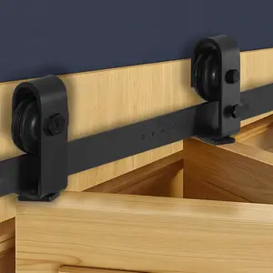 Bi-Folding Sliding Barn Door Hardware Track Kit for Two 18-Inch Doors, 40-Inch Rail, Heavy-Duty Steel Construction, Dual Track Roller System, Smooth Operation, Easy Install, Space-Saving Room Divider Solution