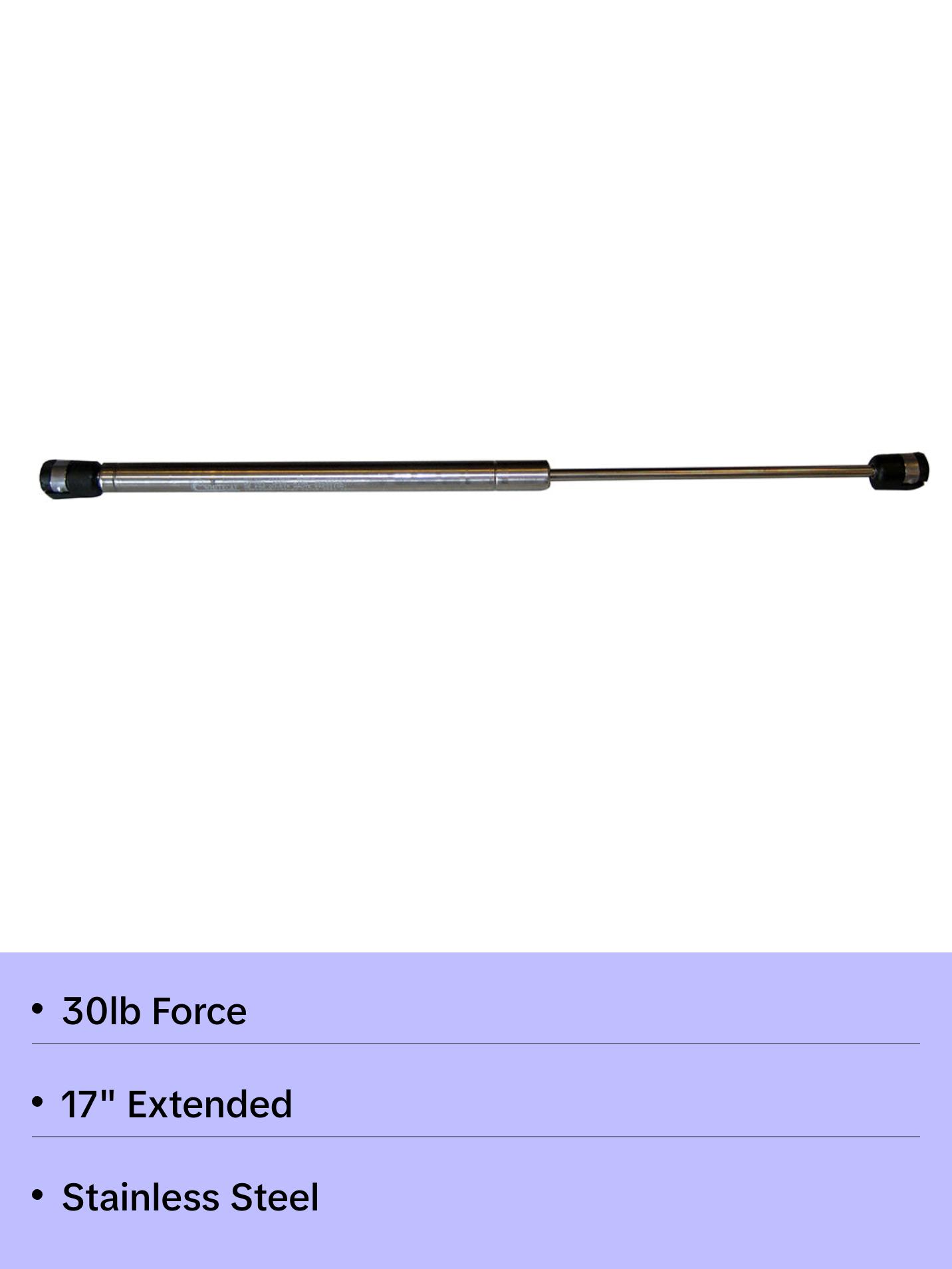 Whitecap 17" Gas Spring - 30lb - Stainless Steel
